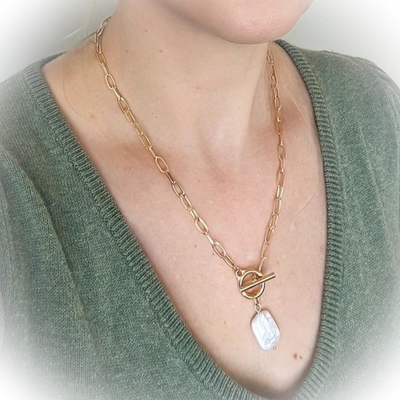 💕Stunning Marcel Louis Vintage Link Necklace with lush Pearlescent Pendant💕 - Picture 11 of 11